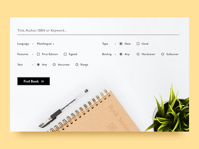 Search book bw classic dailyui find lookup paper pen search store typeset ui