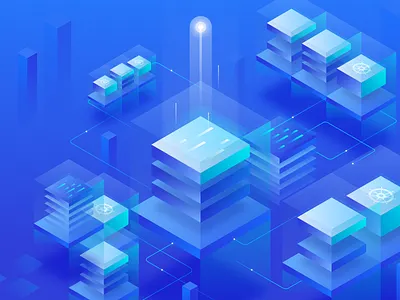 Kubernetes Service Illustration boxes design digitalocean graphics illustration isometric kubernetes tech technology workloads