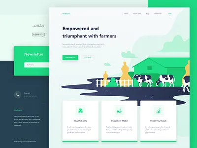 Nyangkul - Landing Page Concept cow farm farmer flat gradient homepage illustration investor landing page ui website