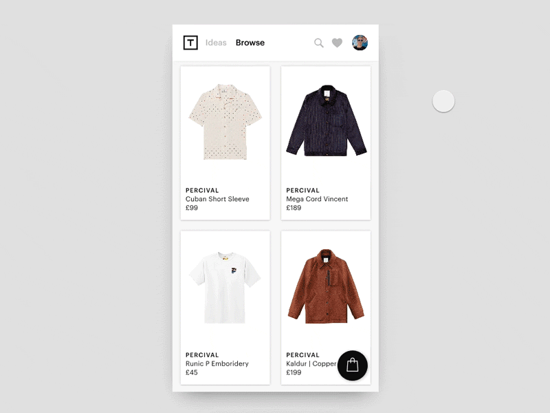 Thread — Simplified Navigation animation cart expand invision studio navigation scroll ui ux zoom