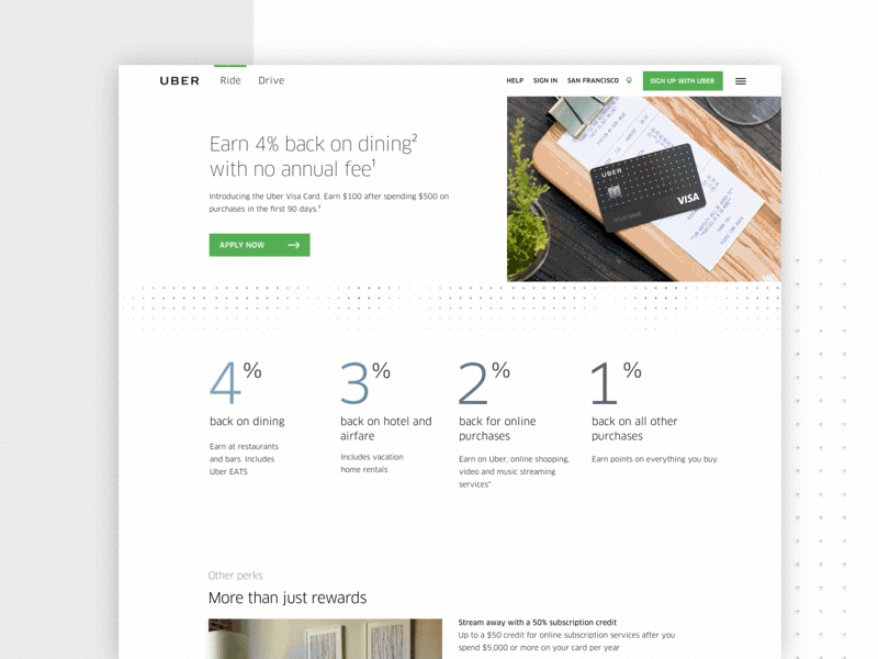 Uber.com - Credit Card campaign credit card design hero landing layout promotion uber uber design uber.com web website