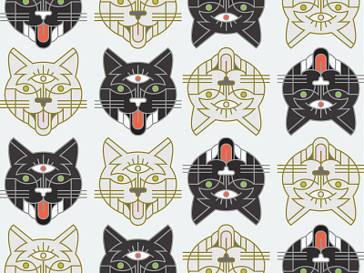 Simon and Adella cats feline fill gray illustration line third eye tuxedo