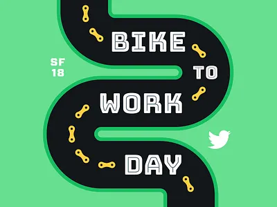 Bike to Work Day 2018 bike chains day road sf sticker twitter typography work