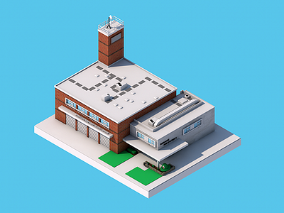 Torrance Fire Department 3d building c4d cartoon cinema 4d design fire game isometric lighting shading