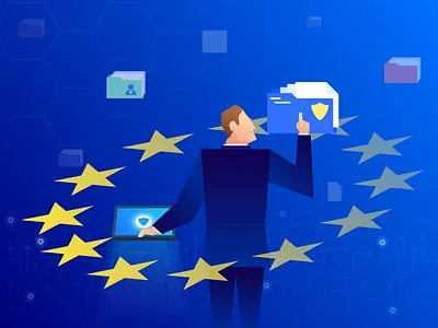 GDPR illustration data europe european gdpr gradient illustration illustrations managing privacy security shield