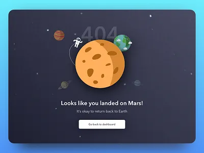 Error 404 page idea 02 404 button error lost planets space stars web