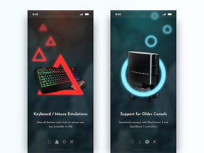 Onboarding dailyui darkui features game gaming getting started guide intro neon playstation ps3 ps4