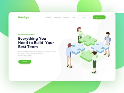 Hireology Web Illustration green illustrate illustration landing page saas software statup team ui ux web design