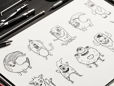 Pick the monster! drawing illustration monster sketch variations