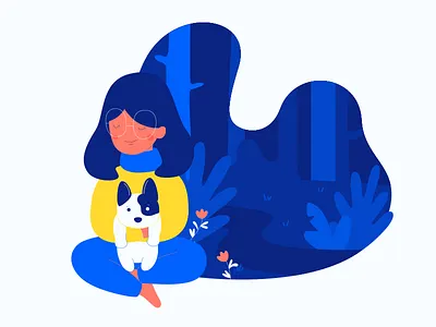 Dog Lovers art character design dog forest friend illustration pet plants puppy trees vector