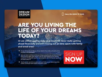 Dream Design Landing Page Layout Design branding clean daily ui design dream design interface landing layout page photoshop typography ui ux visual design web design