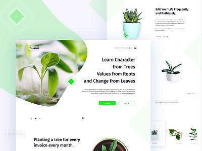 Treeplant anup anupdeb creative design gradient header landing oogle tree typography ui ux