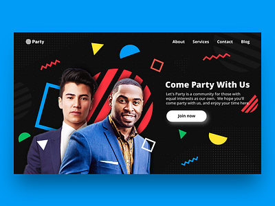 Party2 geometry landing party ui ux web website