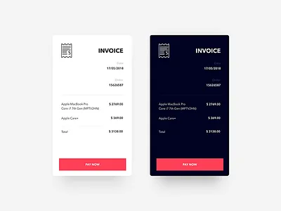Invoice - Daily UI challenge 046 app bill dailyui dark ui design invoice material design minimal ui ux