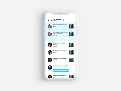 Activity feed - Daily UI challenge 047 activity feed dailyui ios iphonex material design minimal new feed social media ui ux