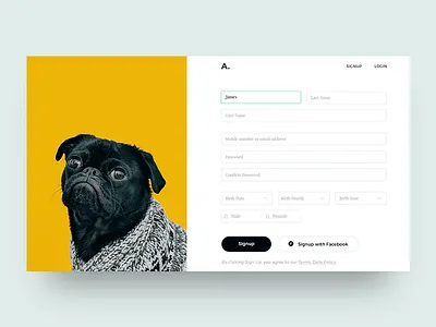 Sign Up Form #1 box design form html layout minimal sign up web white