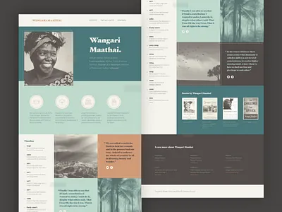 Wangari Maathai Landing Page adobe xd africa biography environmentalism gastromond icons landing page ratio wangari maathai women