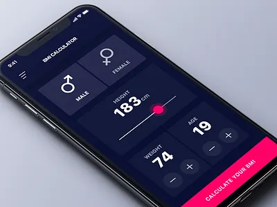 Simple BMI Calculator app bmi calculator calculator dark design health ios red simple ui ux