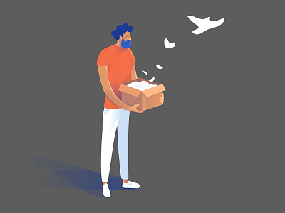 Man With The Box character design gradient illustration man
