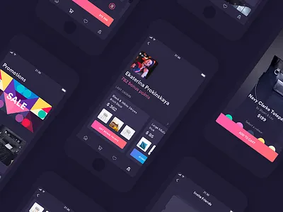Shopping UI Overview app card cart dark ios ipad iphone item promotion shopping tracking