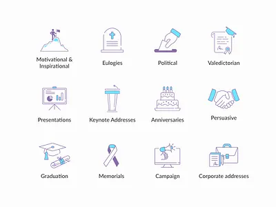 Speech Type Icons business corporate icon illustration outline purple speech vector