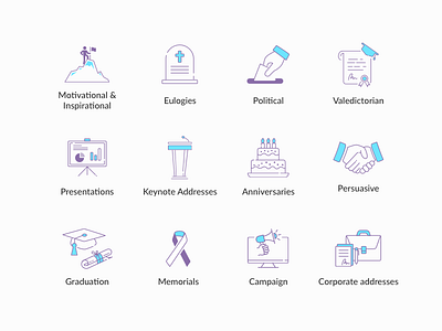 Speech Type Icons business corporate icon illustration outline purple speech vector