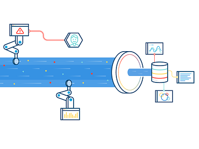 The Data Stream alert analytics data data stream data warehouse graph illustration iot tech