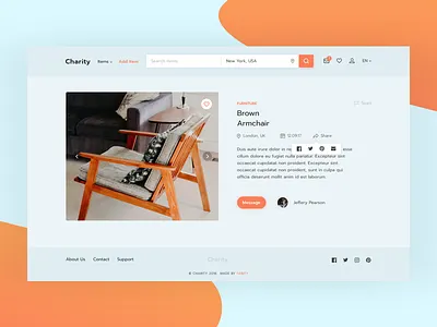 Charity: Details Item charity classified clean details item fabity item listings product page ui ux web website