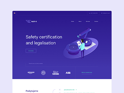 TECH–K Homepage blue clean home illustrations landing minimal presentation simple testimonials web webdesign
