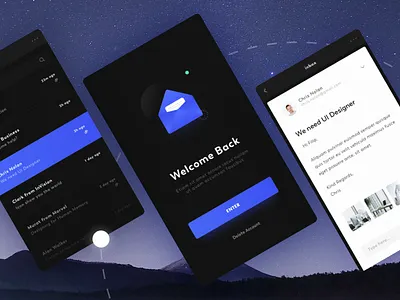 Mail Client app blue clean client dark design gradient mail mobile ui ux