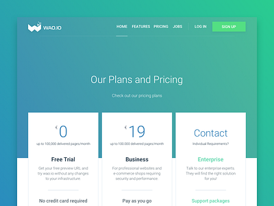 Pricing Page wao.io blue fast green optimisation pricing pricing page test test url url user experience web ui websites