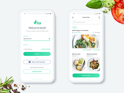 Vita App UI Design - Daily UI Challenge #3 app design ios login minialista ui design ux ux design web design