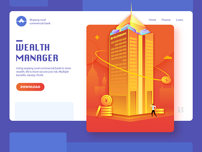 An illustration page for a bank(1/3) bank building illustration page wealth web