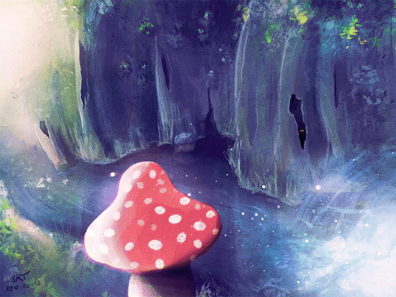 Calm Anticipation apple pencil creek drawing ipad mushroom nature procreate