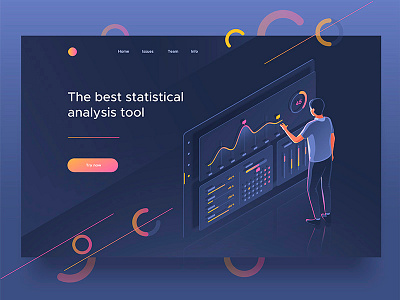 Analysis tool 3d analysis control dashboard illustration isometric landing page people statistics