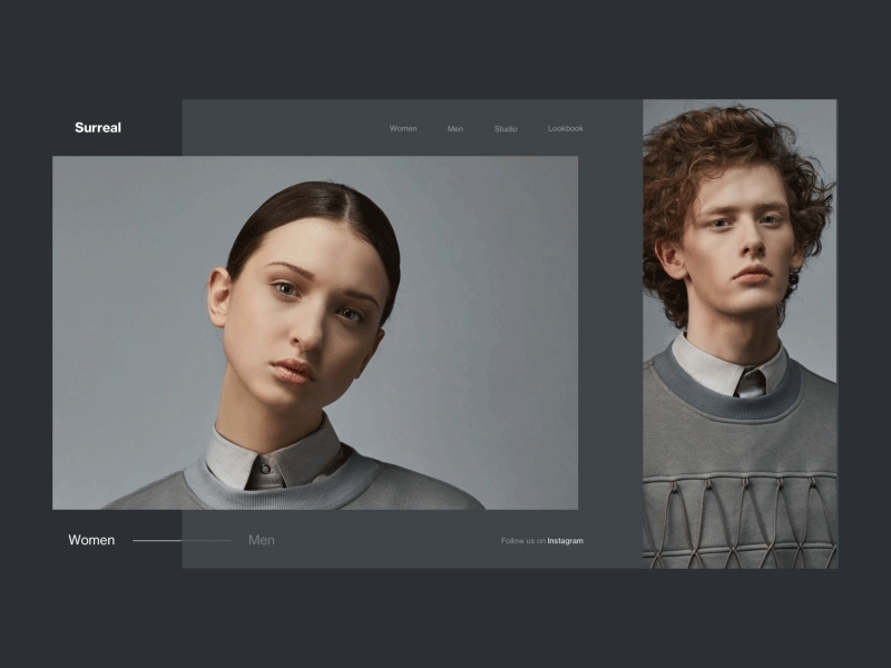 Fashion lookbook concept animation fashion grid interaction landing lookbook page plinciple sketch transitions