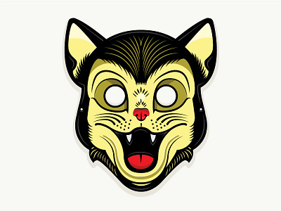 Plastic Horror - Black Cat Mask 1950 50s black cat cat halloween horror illustration mask t shirt