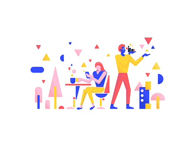 Own your memories character data decentralized design geometric hero illustration landing pictures scene storage