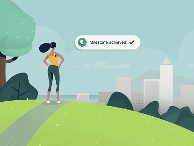 Styleframe cityscape exercise explainer video illustration park style frame woman