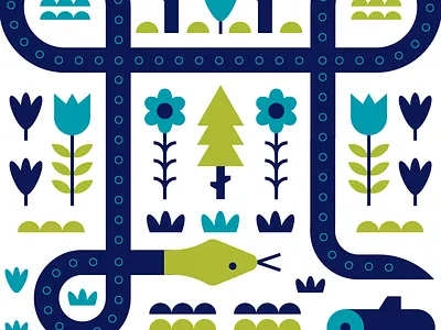 Snake Illustration animal flowers forest green illustration poster poster design snake