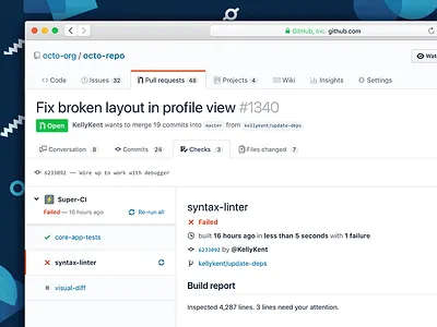 GitHub Checks API user interface design application design ecosystem platform product design