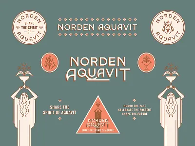 Norden Aquavit aquavit art deco botanicals female floral liquor norden vintage