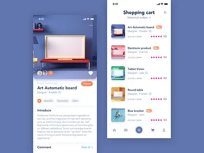 Customized Furniture Shopping App card clean custom blue fillet furniture