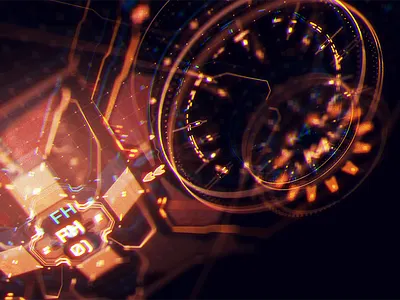 DEPTH OF SHAPES alien black concept art digital2d graphic design hud interface motion graphic orange scifi ui ux