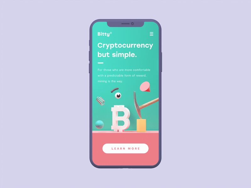 Bitty Mobile 3d bitcoin c4d cinema 4d crypto cryptocurrency octane ui ux web design website