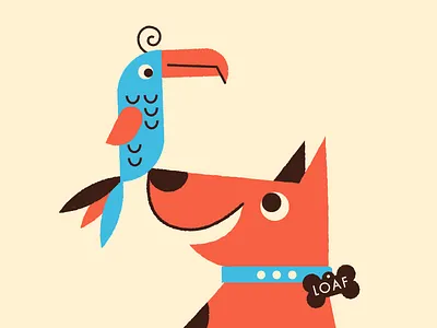 Toucan and Dog design dog flat friends illustration illustrator mid century mid century modern toucan ui visual design