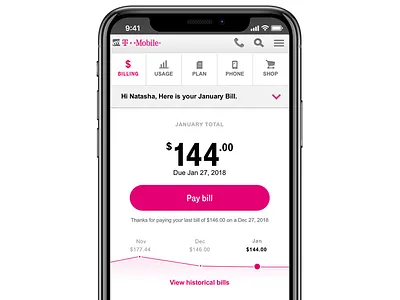 T-Mobile New Digital Bill bill billing digital bill magenta pay t mobile