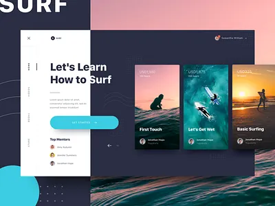 #Exploration | Website Learn to Surfing card clean desktop floating landing page shadow surfing web