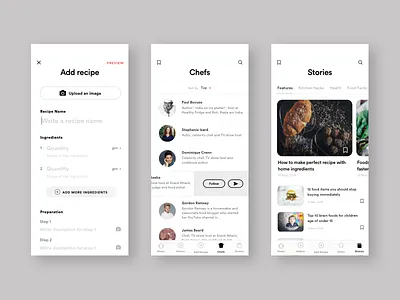 Recipe app concept design 3 app clean design food app interaction iphone x mobile product design recipe ui ux