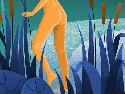 The swimmer art character flowers illustration illustrator lake leaves legs naked nature photoshop swimmer